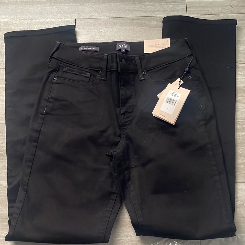 NYDJ Marilyn Straight Jeans size 8 black NWT - Picture 6 of 6